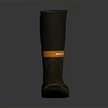 Dark Brown Tall Rain Boots With Orange Strap For Daily Use