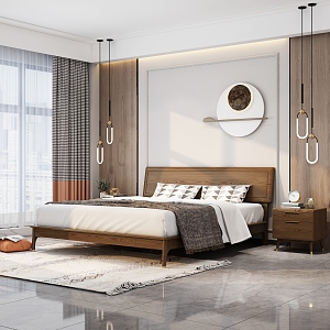 Modern background double bed 3d model