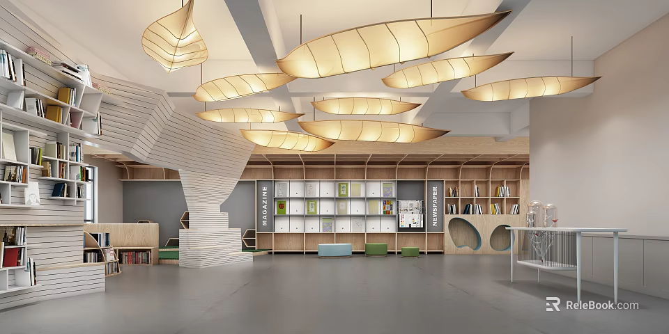 Modern Front Desk Reception Interior Design With Stylish Reception Desk Comfortable Seating And Soft Lighting 3d model