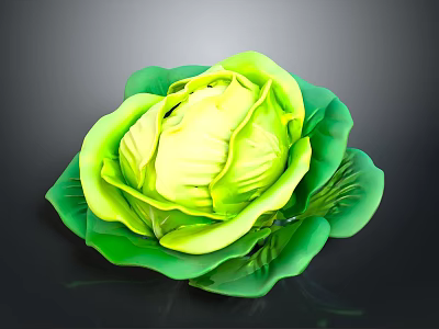 Fresh Cabbage With Vibrant Green Leaves And Crisp Texture On Dark Background 3d model