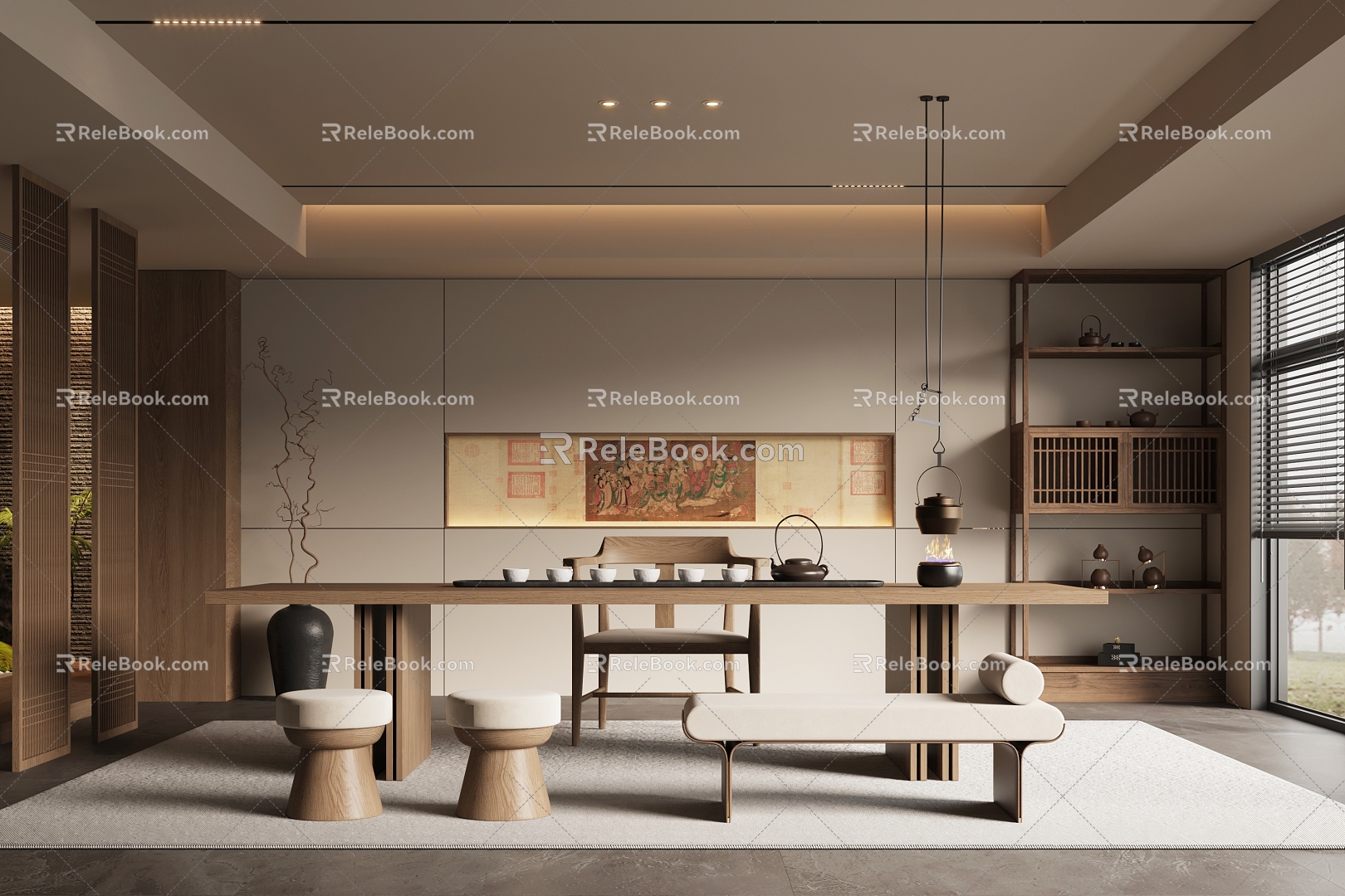 New Chinese Style Song Style Style Tea Room Study 3d model