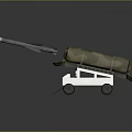 Military Missile Weapon On Camouflage Launch Vehicle With Mounted Launcher And White Warhead