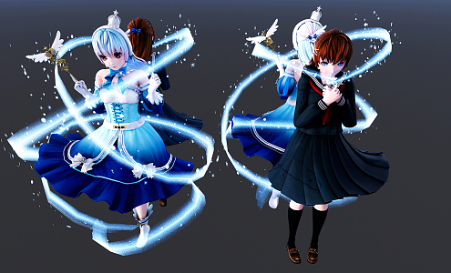 Modern game character Ice Girl 3d model