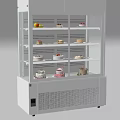 White Commercial Display Refrigerator With Glass Door And Multiple Shelves For Cakes Fruits