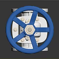 Industrial Stainless Steel Valve With Blue Handwheel Flange Connection And Reflective Surface