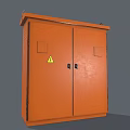 Industrial Orange Electrical Control Cabinet Featuring Open Doors Switches And Indicators 3d model