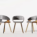 Modern Design Upholstered Leisure Chairs With Gray Brown Upholstery And Metal Legs