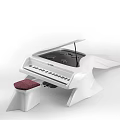 Stylish White Electronic Keyboard Musical Instrument with Black Panel and Red Cushion Stool