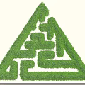 Living Green Plant Wall in Triangle Shape Featuring Intricate Maze Design