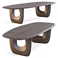 Modern Wooden Dining Table With Oval Top And Unique Curved Legs Design