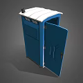Blue Portable Toilet With Open Door And Interior Toilet Bowl Structure