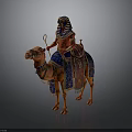 Ancient Egyptian Camel Rider In Traditional Attire With Ornate Scepter And Shield