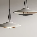 Two Modern Pendant Lights With White Shade And Black Metal Frame Design