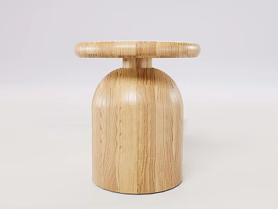 Minimalist Modern Wooden Coffee Table With Round Top And Unique Base Design 3d model