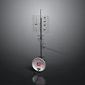 Communication Antenna With Red Logo And Metal Structure On Black Background