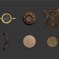 Handcrafted Sculpting Tools and Artisanal Ceramic Vase with Metal Trophy and Carved Drum