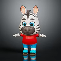 Cute Zebra Cartoon Character Featuring Red Shirt Blue Shoes And Standing Pose