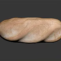 Golden Long Loaf Bread With Crusty Surface And Reflection On Black Background 3d model