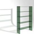 Green Glass Shelving Unit with Multiple Transparent Shelves for Modern Minimalist Spaces