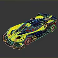 Yellow And Black Supercar With Streamlined Body Sporty Design Racing Wheels And Rear Wing