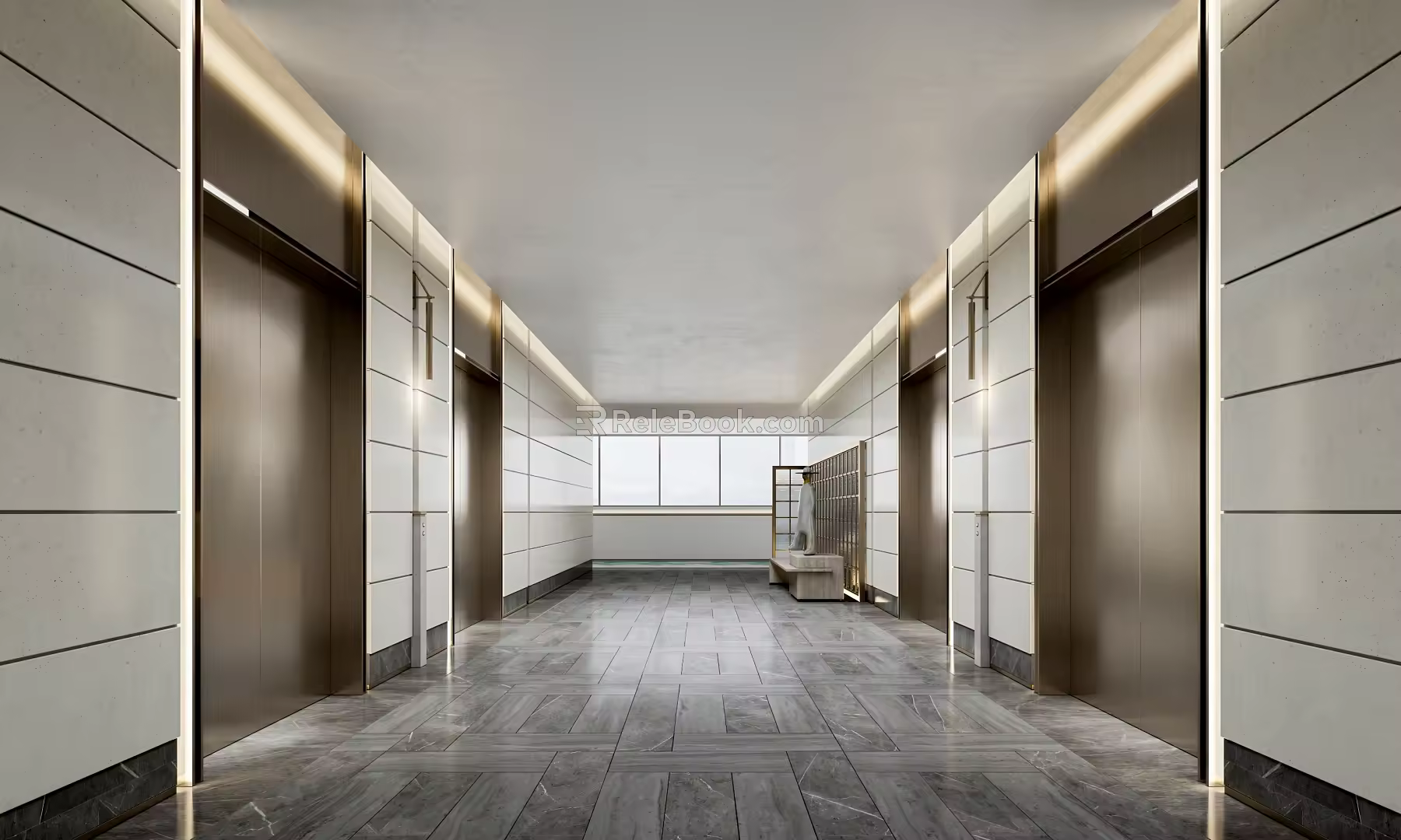 modern elevator hall elevator car 3d model