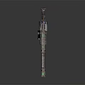Detailed Futuristic Sci Fi Weapon With Green Accents Scope And Metallic Barrel