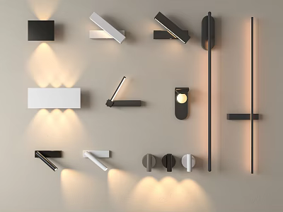 Stylish Modern Wall Lamps With Various Designs For Home Interior Lighting 3d model