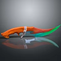 Tactical Weapon Knife With Orange Handle And Green Blade Design Featuring Vibrant Colors