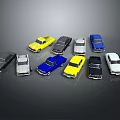 Colorful Toy Cars Collection With Various Models And Different Colors On Gray Background