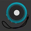 Portable Bluetooth Speaker with Blue Cylindrical Design LED Light Function Control Buttons and Hanging Rope
