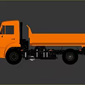 Yellow Dump Truck With Front Cab Open Cargo Bed And Detailed Exterior