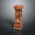 Ornate Ancient Style Stone Pillar With Intricate Carved Details And Layered Structure