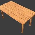 Natural Wooden Outdoor Table With Plank Top And Straight Legs Design