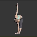 Woman Practicing Yoga in Green Tank Top Gray Leggings with Extended Arm and Bending Body