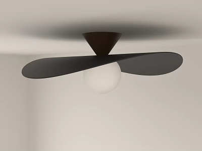 Modern Design Ceiling Light with Dark Brown Base Black Blades and White Spherical Bulb 3d model