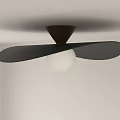 Modern Design Ceiling Light with Dark Brown Base Black Blades and White Spherical Bulb