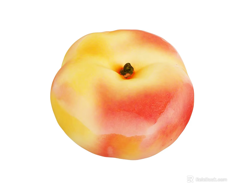 Juicy Fresh Ripe Peach With Yellow And Red Gradient Smooth Skin 3d model 