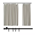 Elegant Beige Curtains With Soft Fabric And Curtain Rod For Home Decor