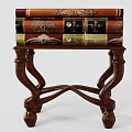 Vintage Wooden Side Table With Carved Legs Decorative Books And Ornate Details