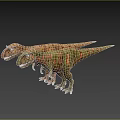 Green And Brown Striped Dinosaur Models In Standing Posture 3D Render