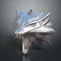 Silver Decorative Wolf Head Pendant With Open Mouth And Sharp Teeth Design