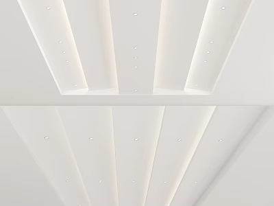 Modern White Ceiling Design With Linear Patterns And Recessed LED Lights 3d model
