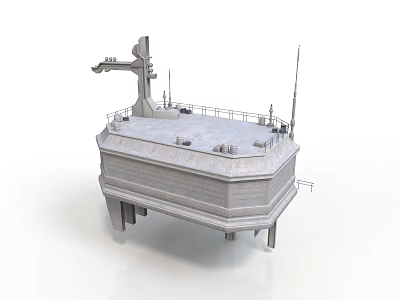 Octagonal Industrial Platform Structure With Deck Railings Antennas And Support Legs 3d model