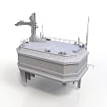 Octagonal Industrial Platform Structure With Deck Railings Antennas And Support Legs
