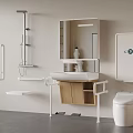 Accessible Bathroom Design With Handrails Shower Sink Toilet And Mirror