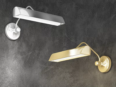 Modern Silver and Gold Wall Sconces Featuring Sleek Design and Wall Lighting 3d model