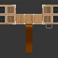 Sturdy Wooden Playground Equipment With Green Panels Transparent Roofs Slide And Climbing Platforms