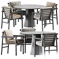 Modern Dining Table Set With Comfortable Fabric Chairs And Metal Frame Design