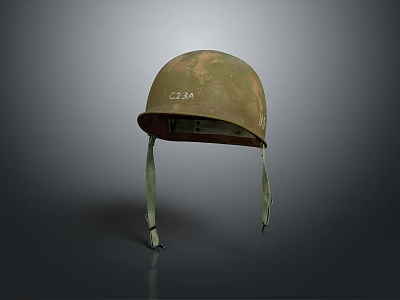 Vintage Green Helmet Marked C24A With Adjustable Straps For Fashion Accessory 3d model