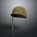 Vintage Green Helmet Marked C24A With Adjustable Straps For Fashion Accessory